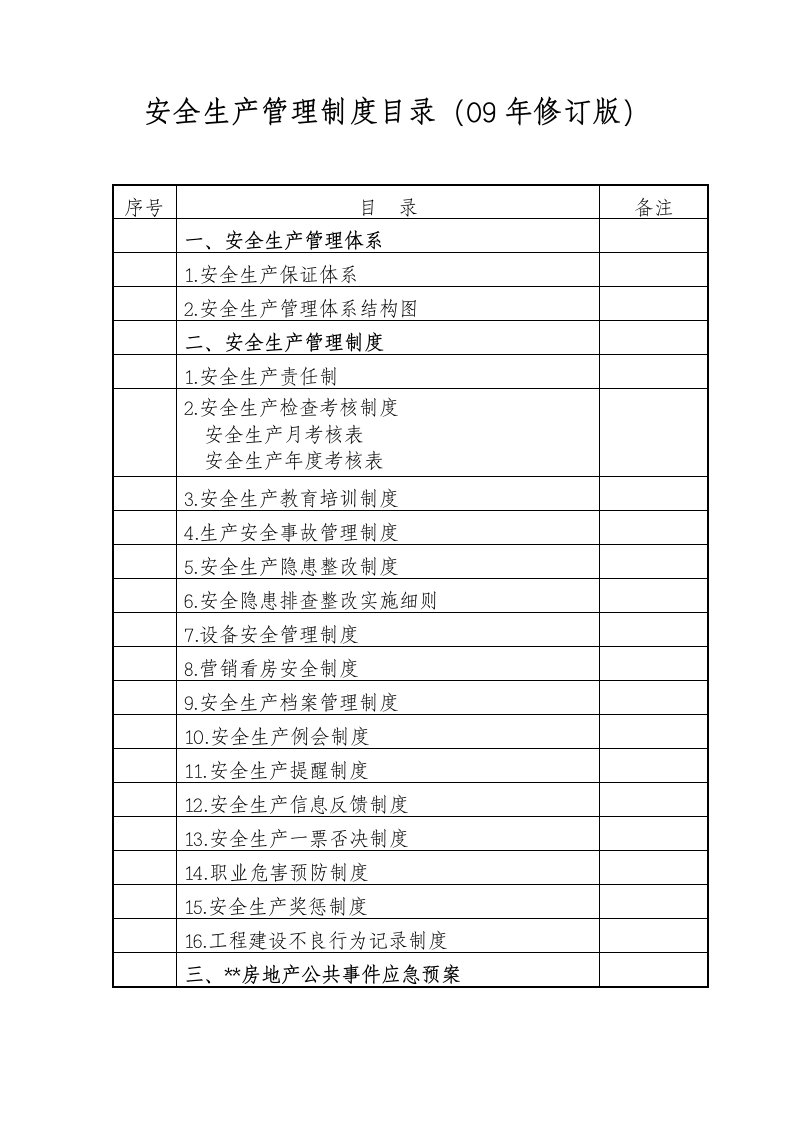 湖南某房产公司安全生产管理制度（09年修订版）