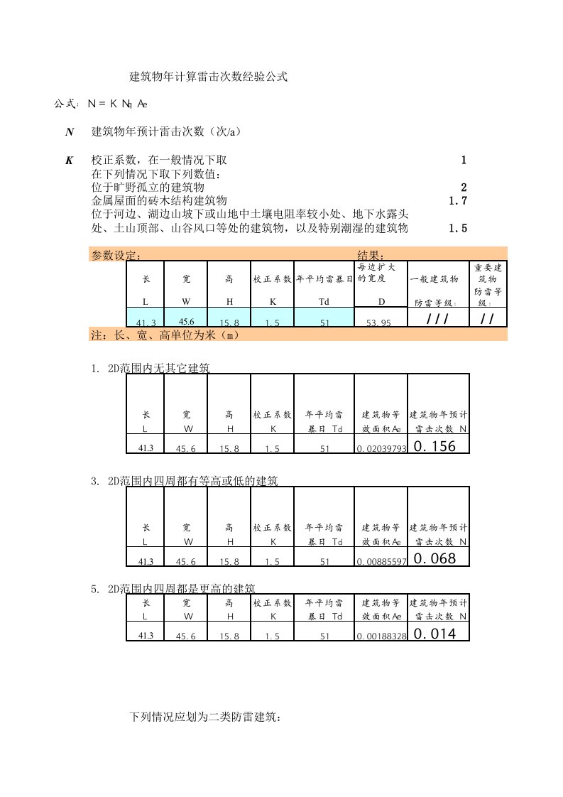 2010建筑物防雷设计年计算雷击次数计算表