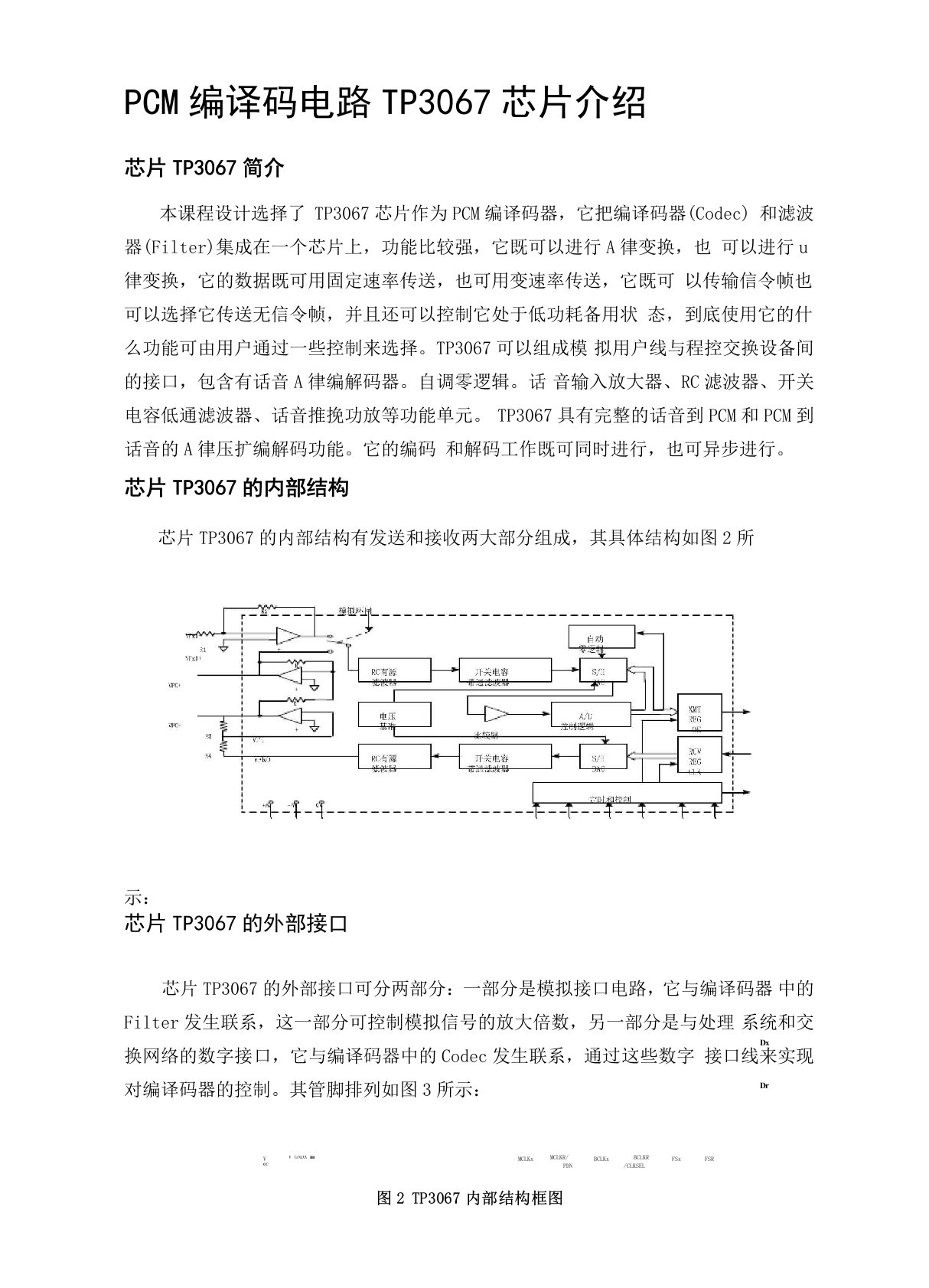 PCM编译码电路TP3067芯片介绍