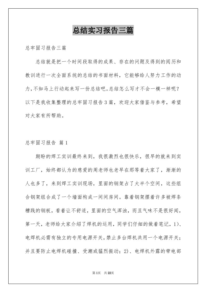 总结实习报告三篇例文7