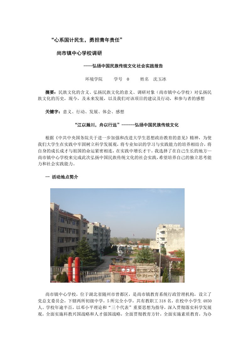 弘扬传统文化实践报告