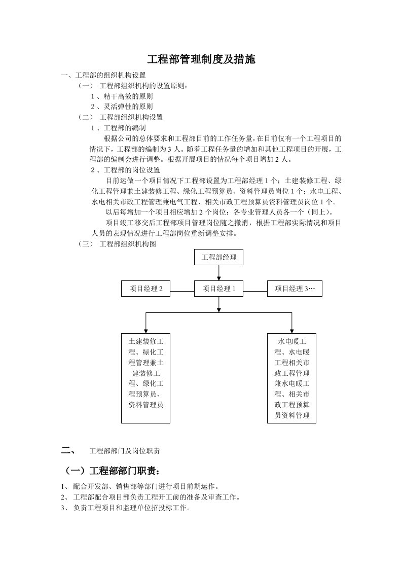 慧通房地产公司工程部管理制度及措施