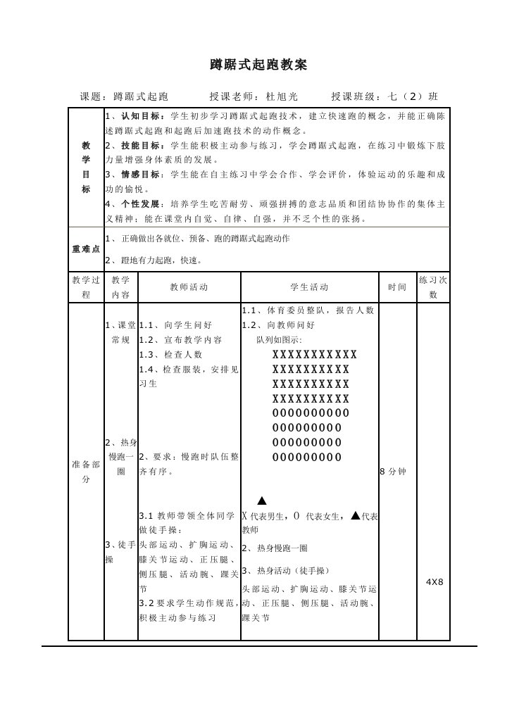 蹲踞式起跑教案