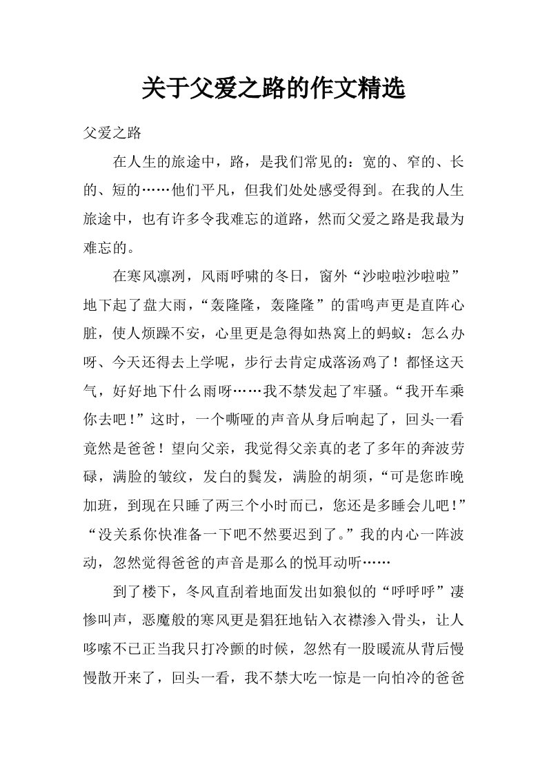 关于父爱之路的作文精选