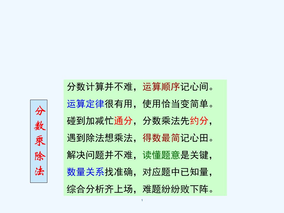 小学数学六年级《分数乘除法》复习课课件