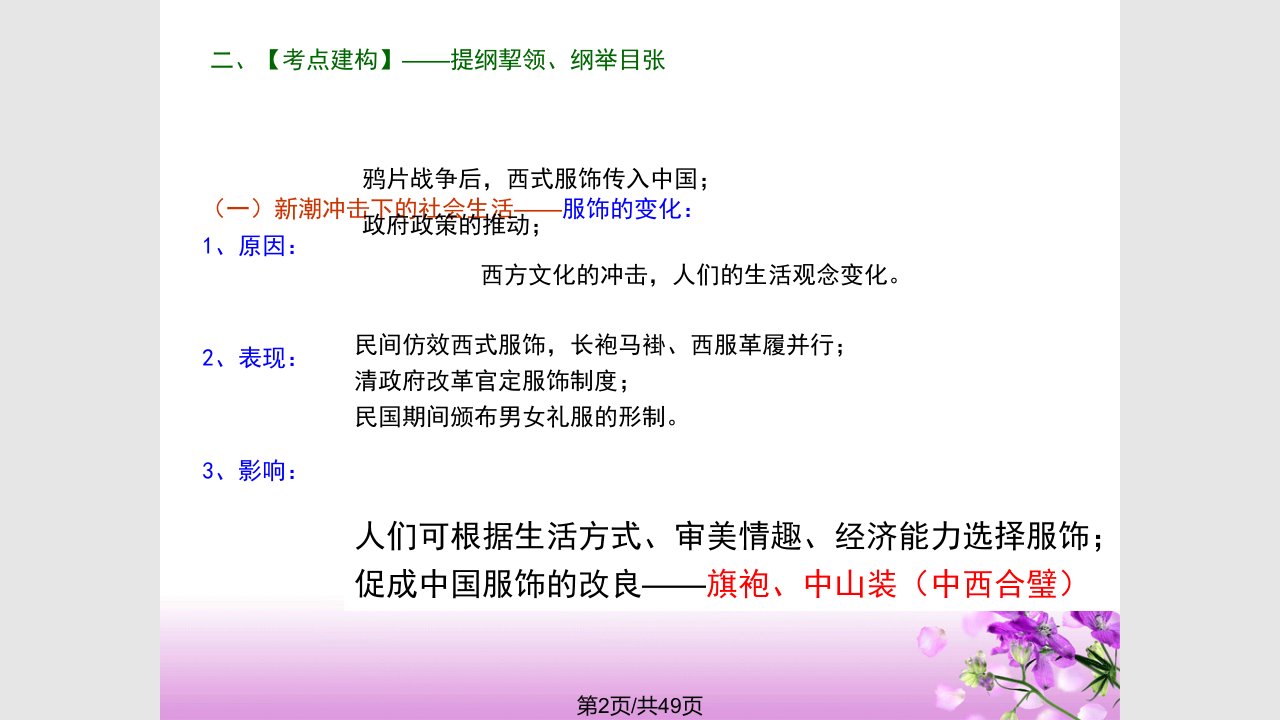 高三历史一轮复习必修二新潮冲击下的社会生活及交通与通讯的变化