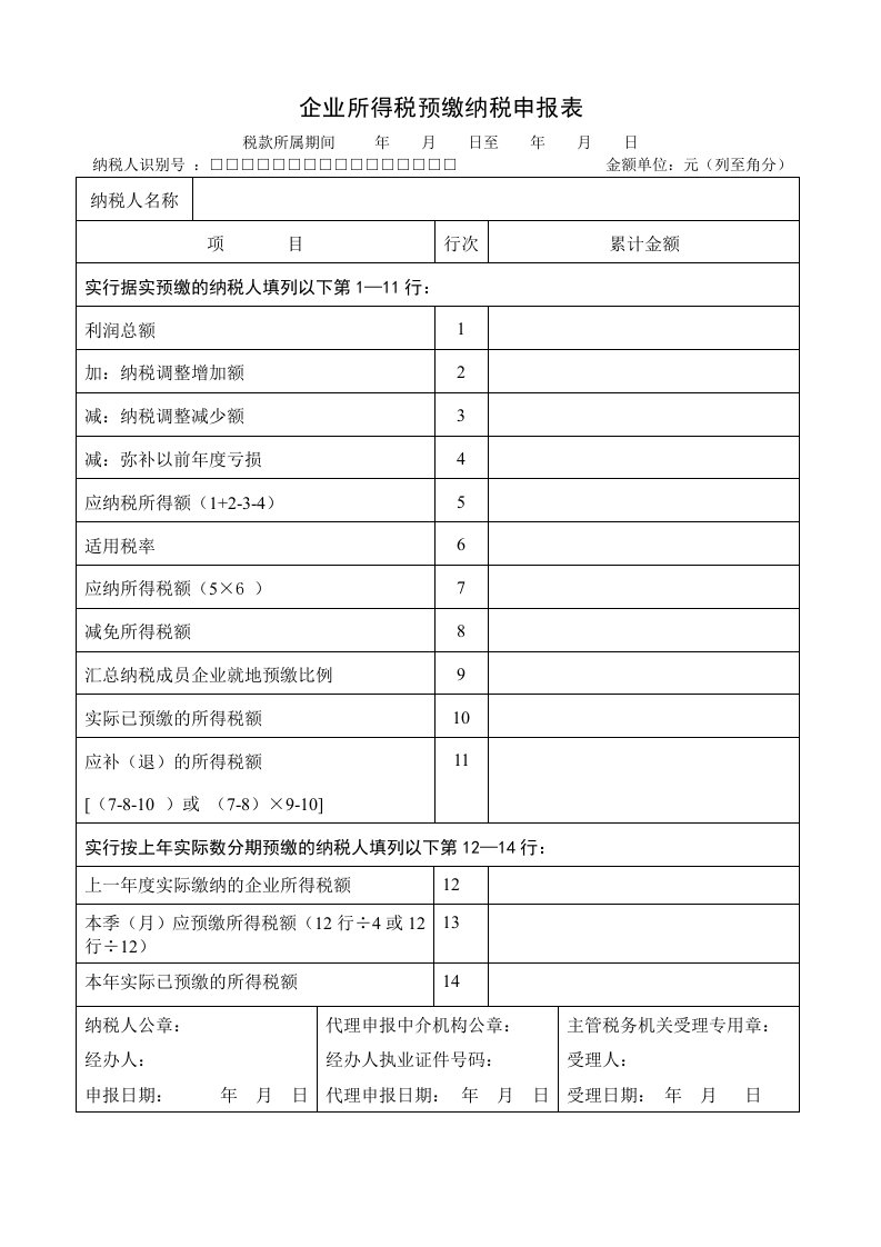 企业所得税季度预缴申报表(1)