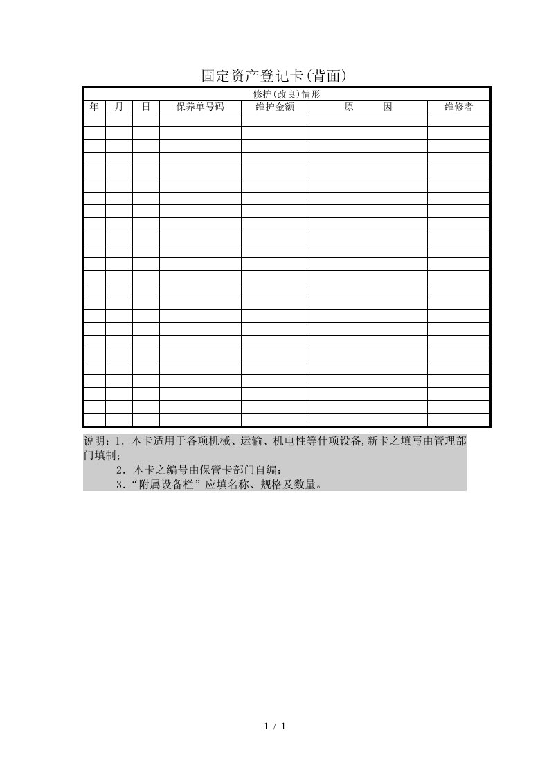 有关固定资产登记明细表汇总7