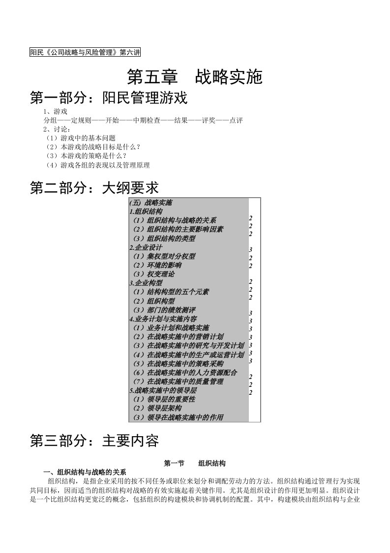 风险管理-阳民公司战略与风险管理第六讲