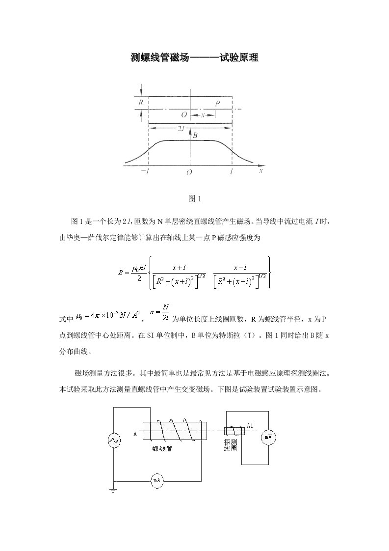 测螺线管磁场实验报告样稿