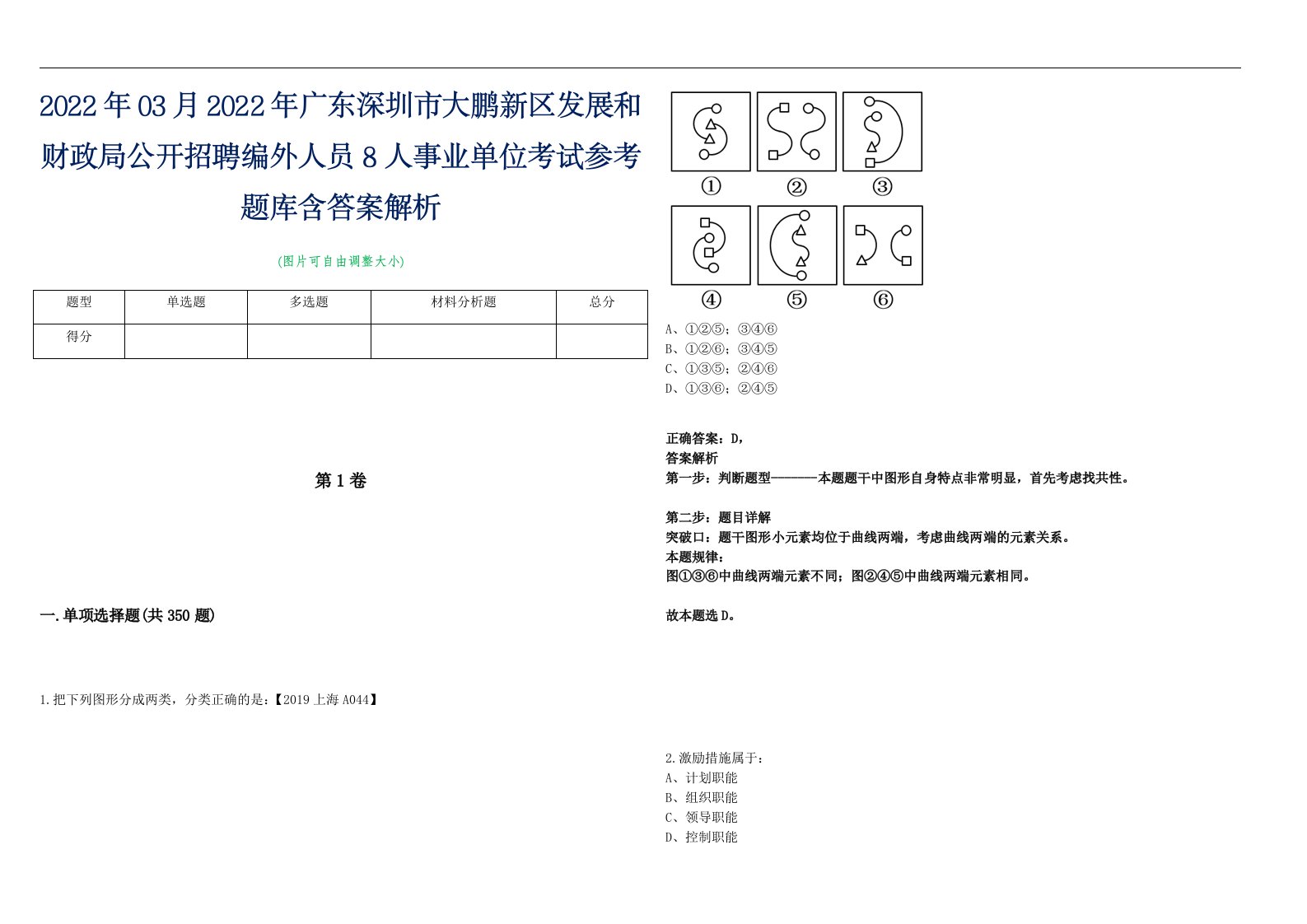 2022年03月2022年广东深圳市大鹏新区发展和财政局公开招聘编外人员8人事业单位考试参考题库含答案解析