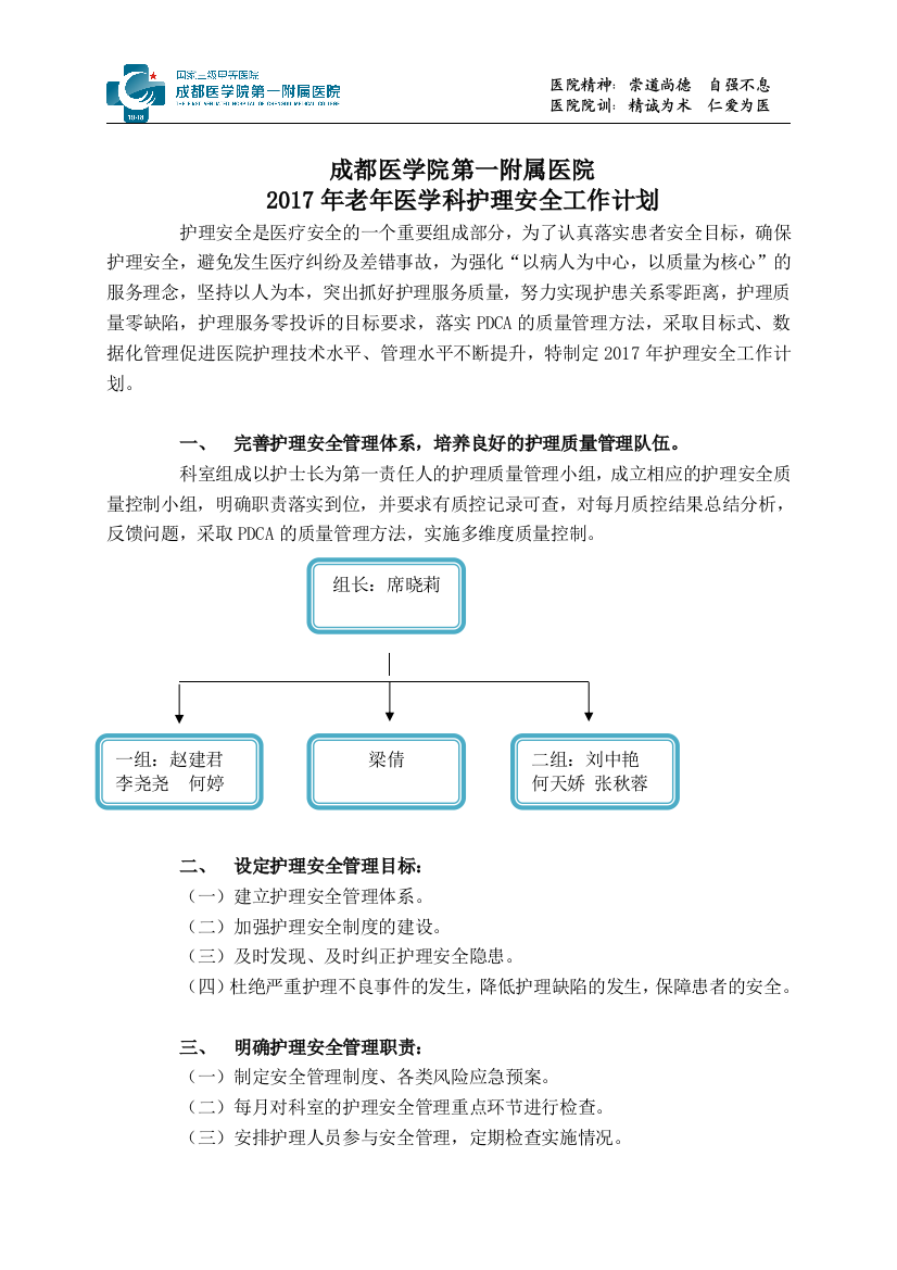 2017护理安全工作计划