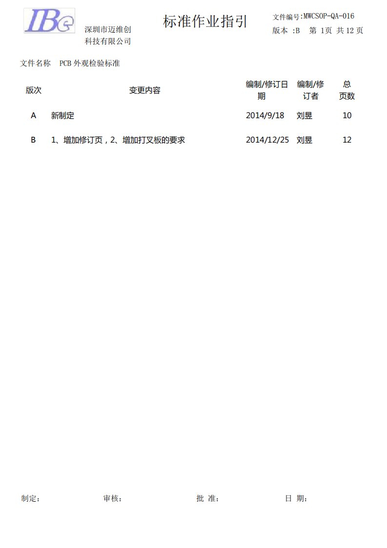 PCB外观检验标准