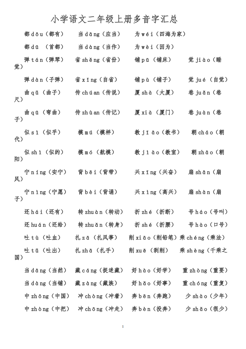 小学语文二年级上册知识点汇总475