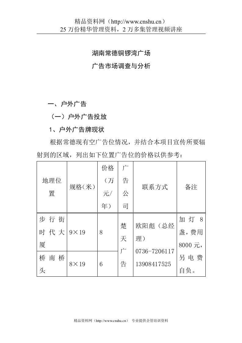 常德广告市场调查与分析