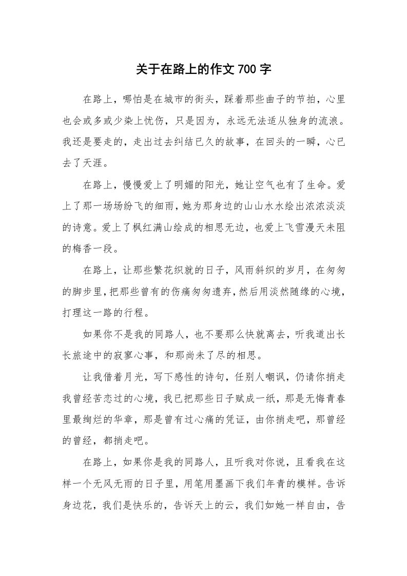 关于在路上的作文700字