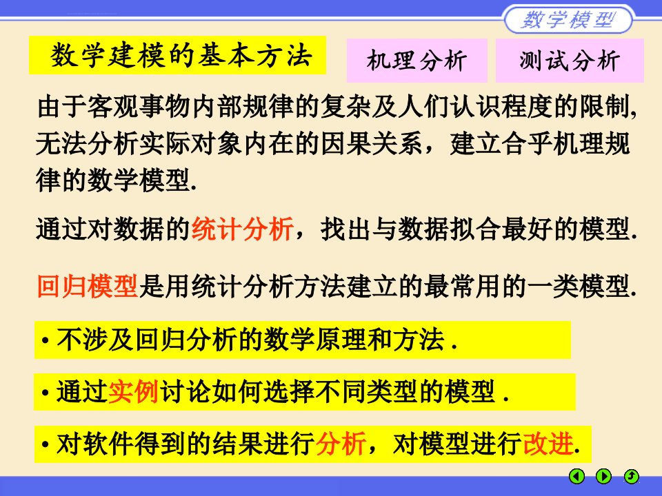 数学模型第四版姜启源第十章统计回归模型ppt课件