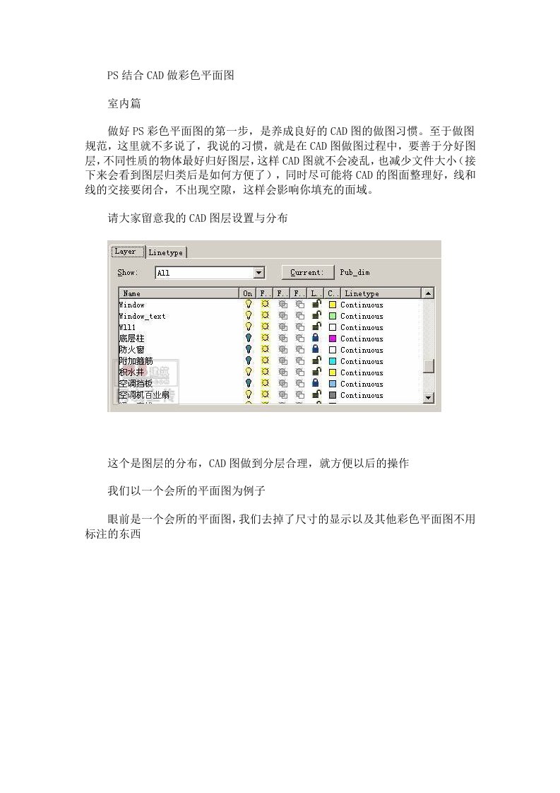 ps结合CAD做平面图设计及处理平面图