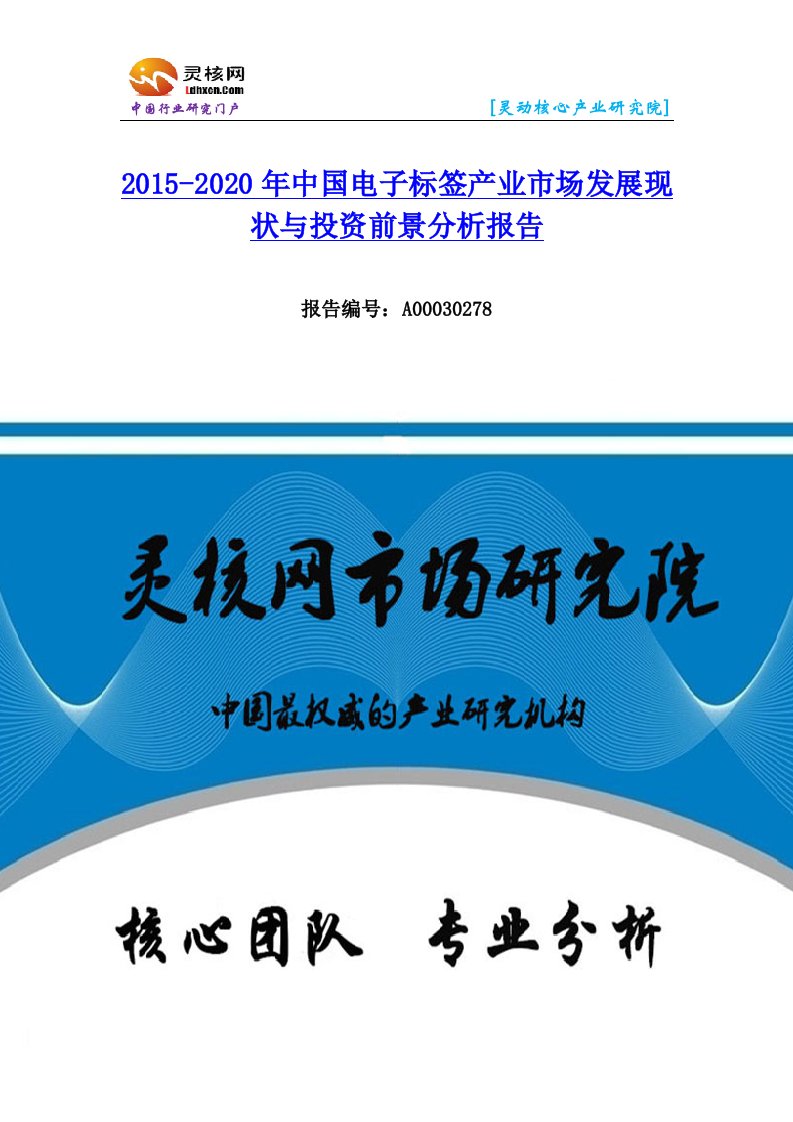 中国电子标签行业市场分析和发展趋势研究报告-灵核网