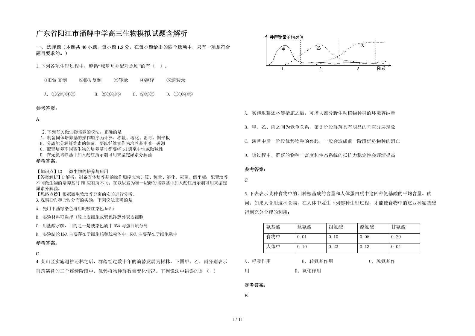 广东省阳江市蒲牌中学高三生物模拟试题含解析