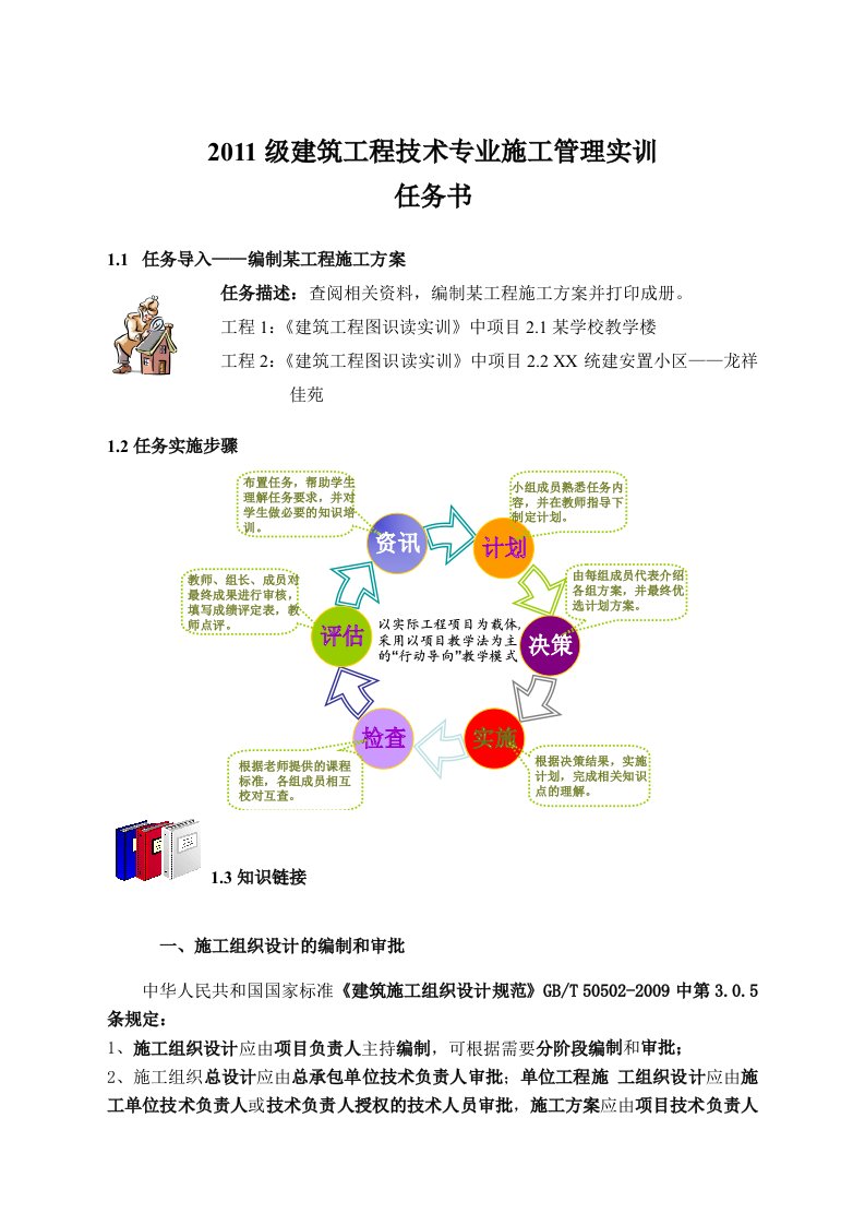 建筑工程技术专业施工管理实训任务书