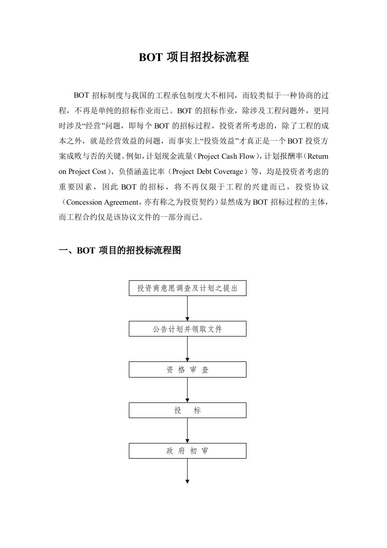 BOT方式招投标流程