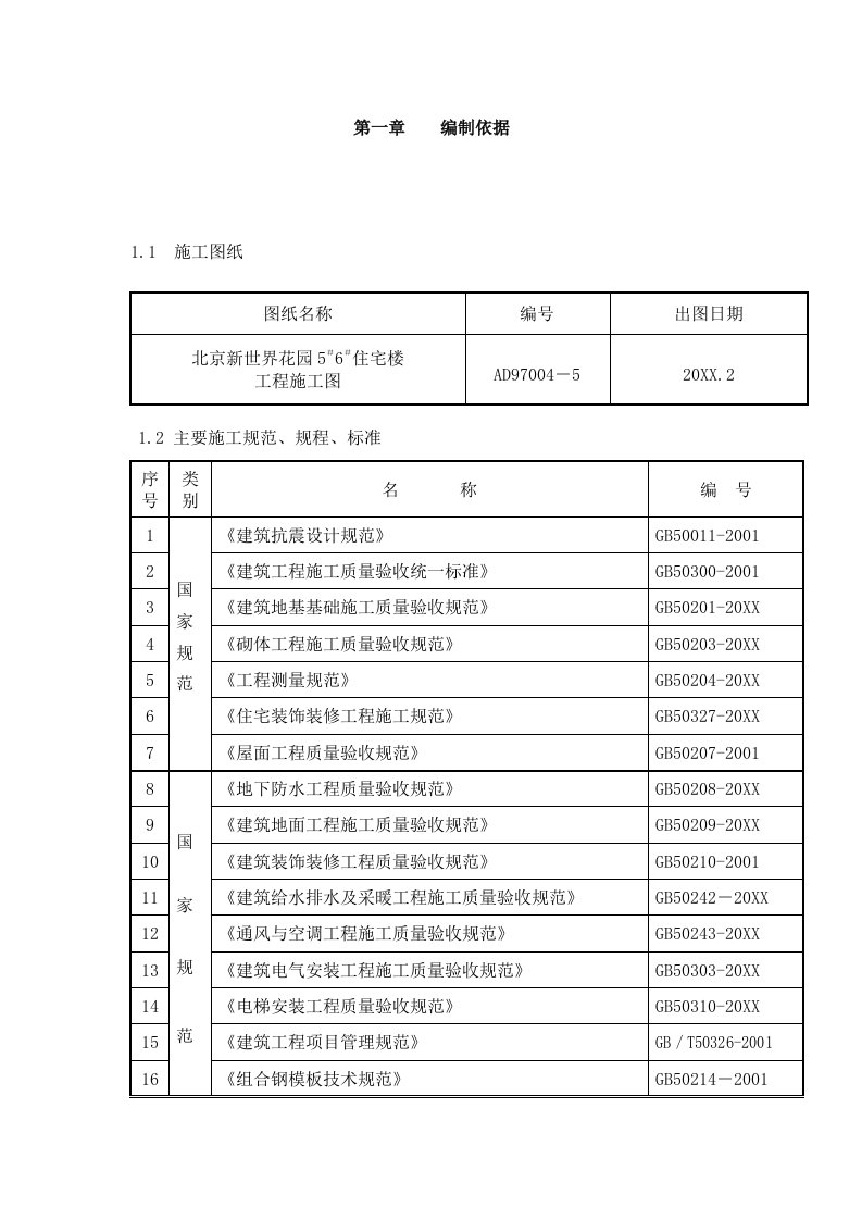 房地产经营管理-北京新世界花园56住宅楼施工组织设计