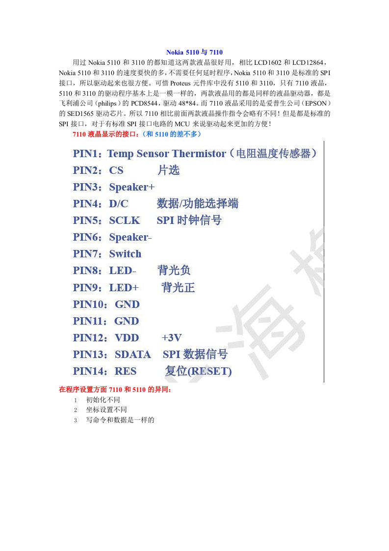 Nokia7110液晶显示程序和仿真图