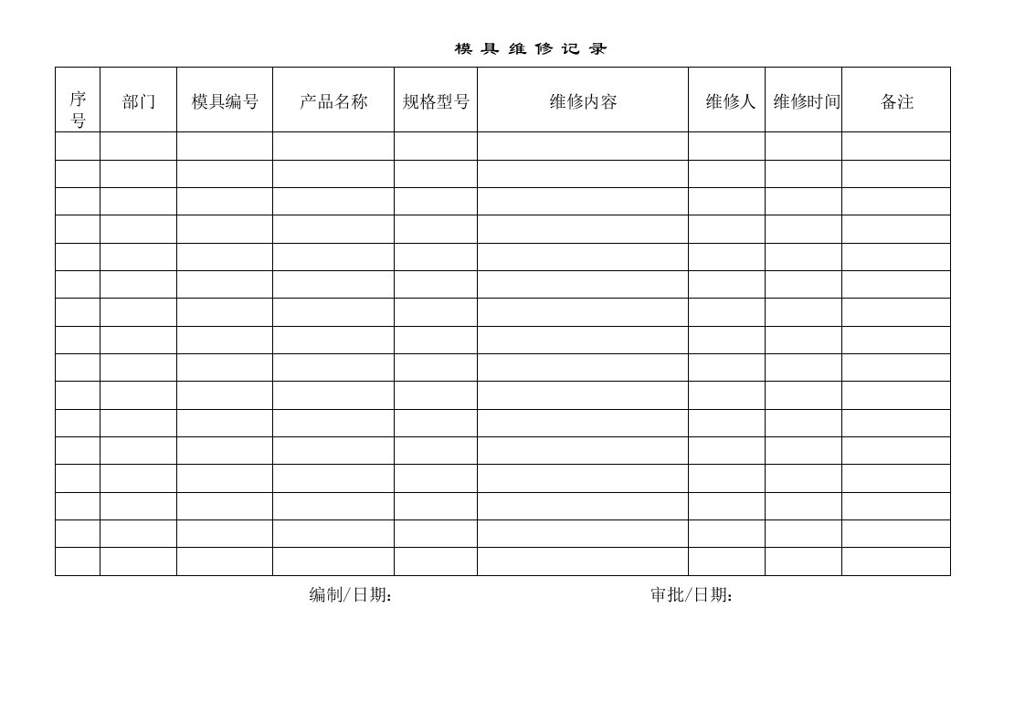 精品文档-QR6304模具维修记录表