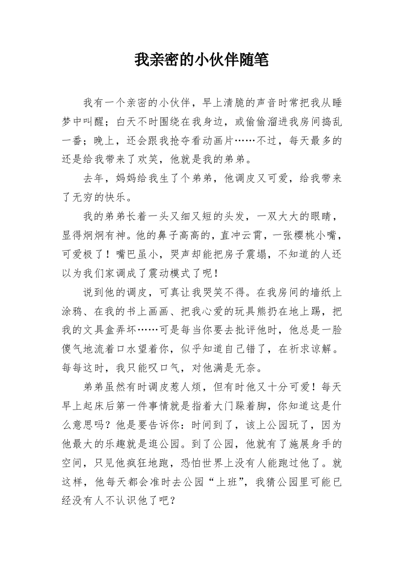 我亲密的小伙伴随笔