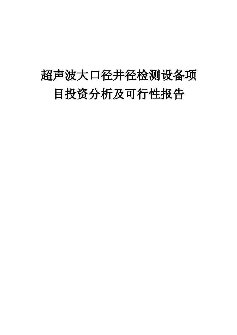 2024年超声波大口径井径检测设备项目投资分析及可行性报告