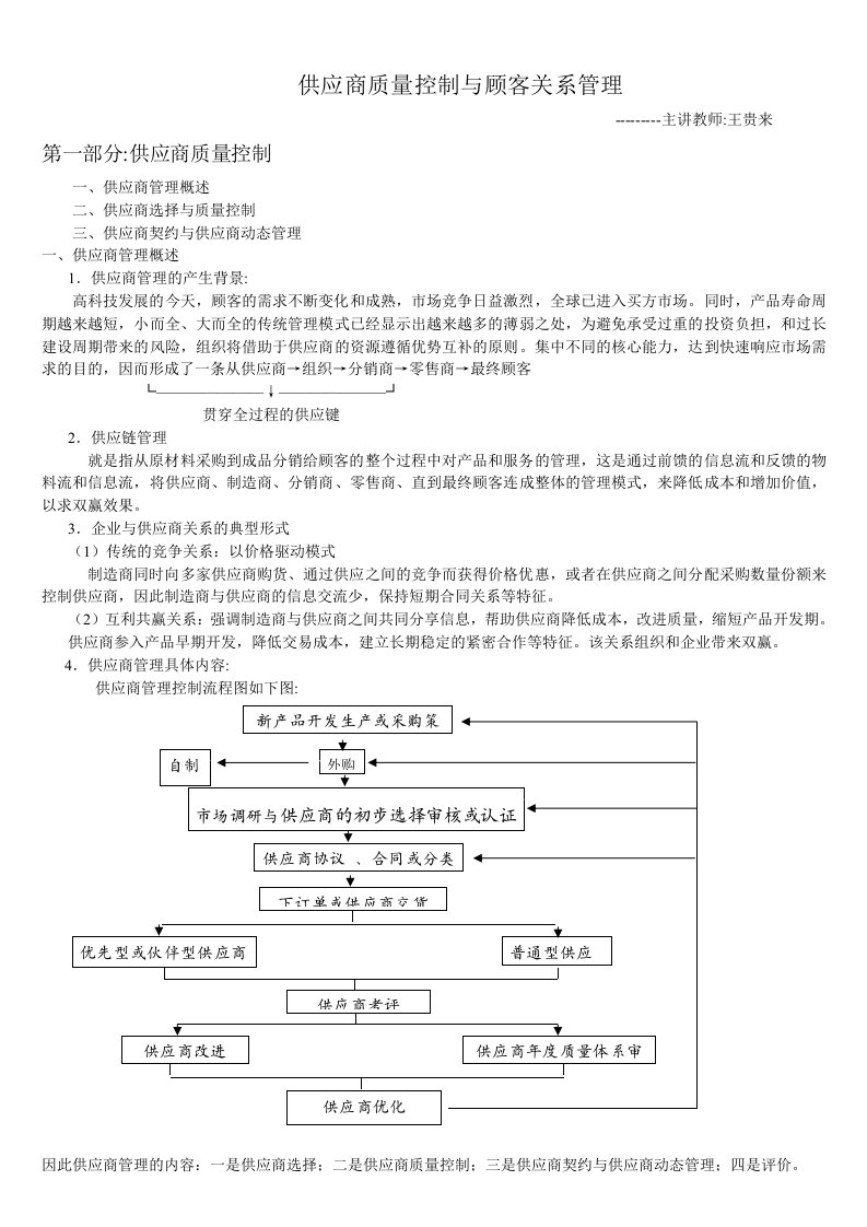 供应商质量控制与顾客关系管理教学讲义