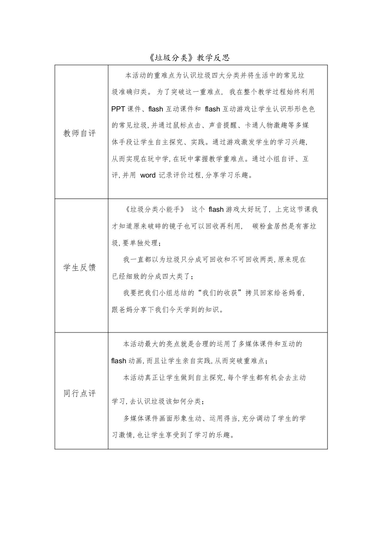 《垃圾分类》教学反思[共1页]