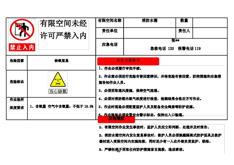 有限空间安全警示牌