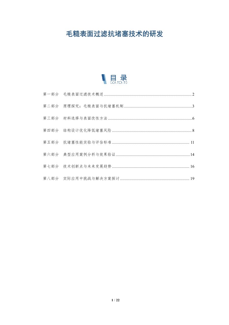 毛糙表面过滤抗堵塞技术的研发