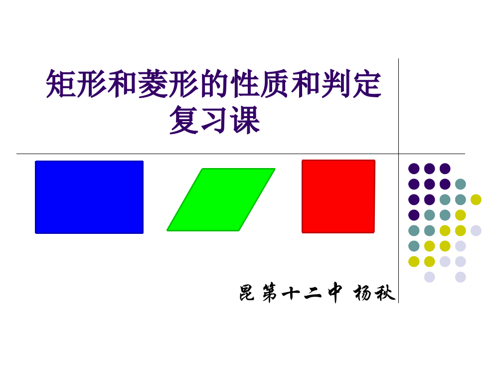 矩形和菱形的性质与判定的复习