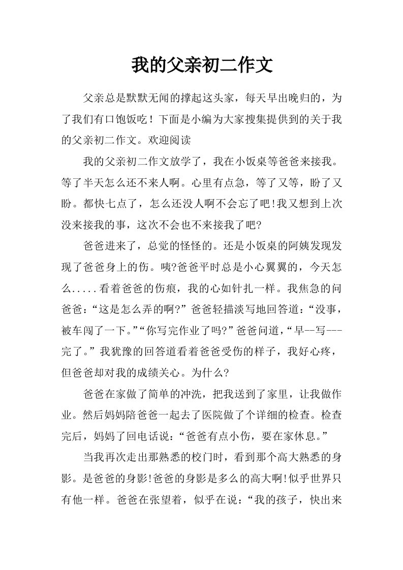 我的父亲初二作文