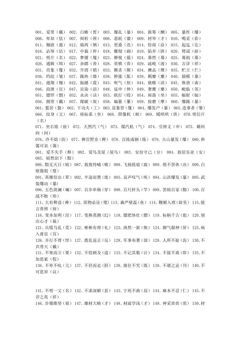 公共基础知识：高考语文常见错别字大全