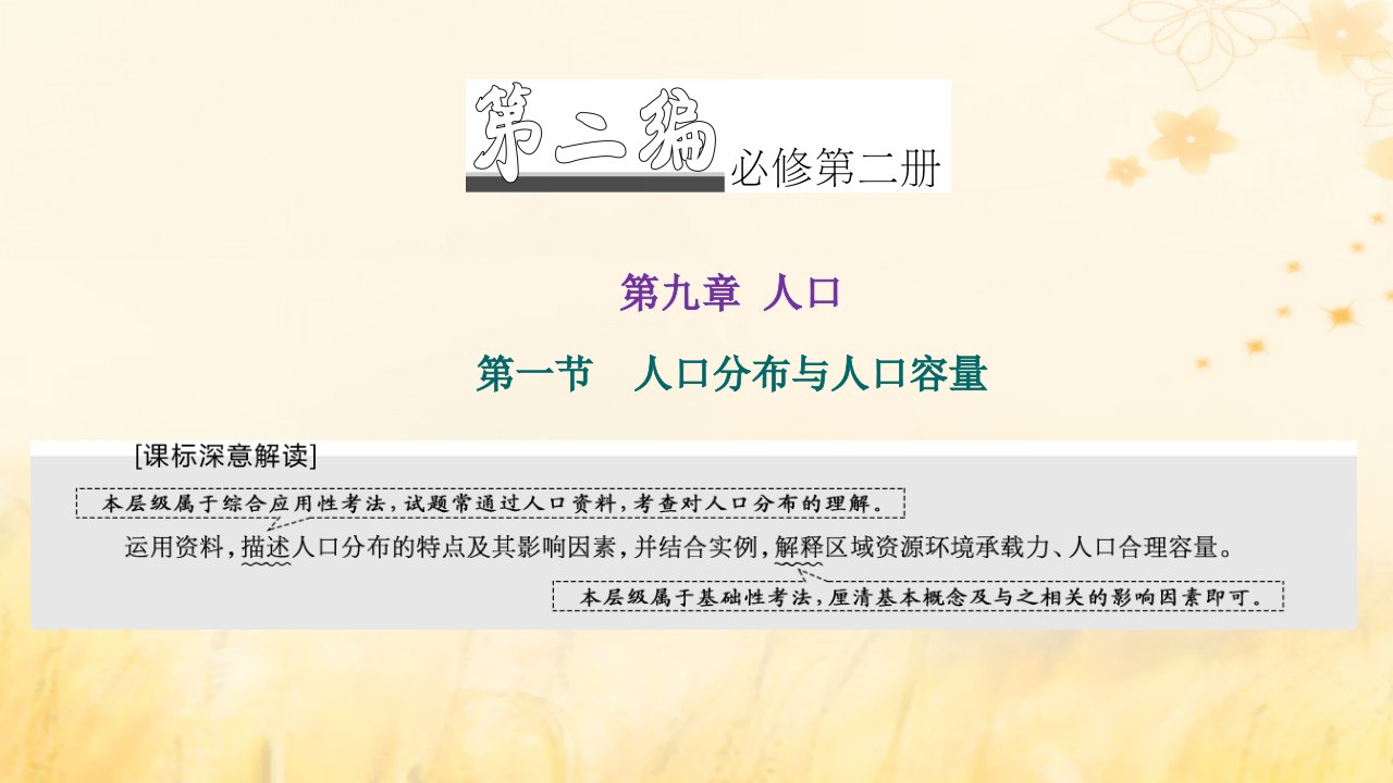 新课标2023版高考地理一轮总复习第九章人口第一节人口分布与人口容量课件