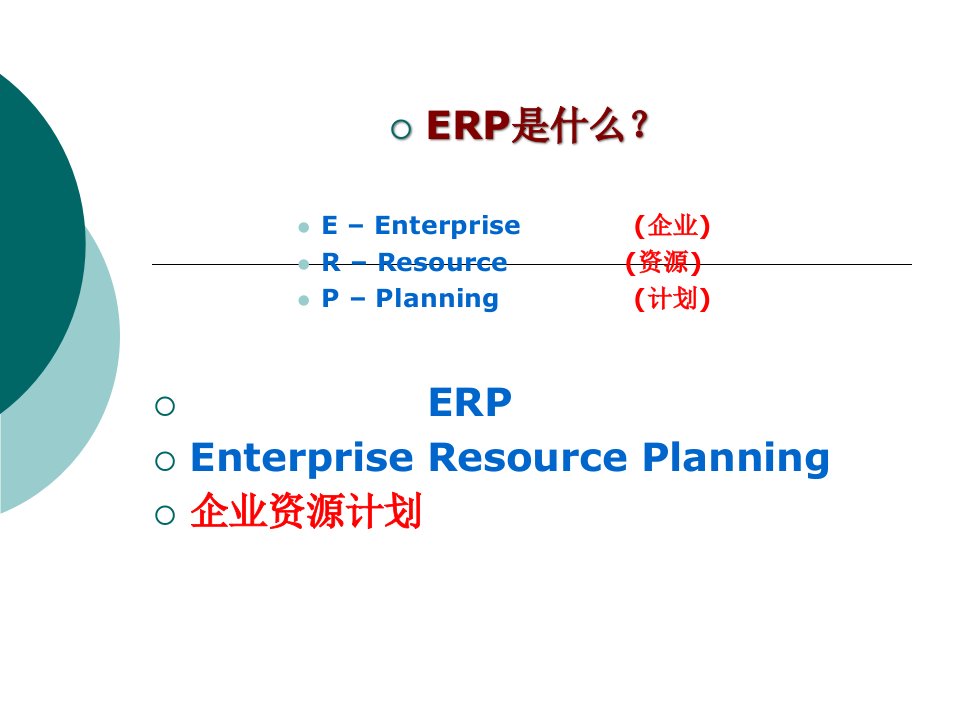 第九章补充ERP概述