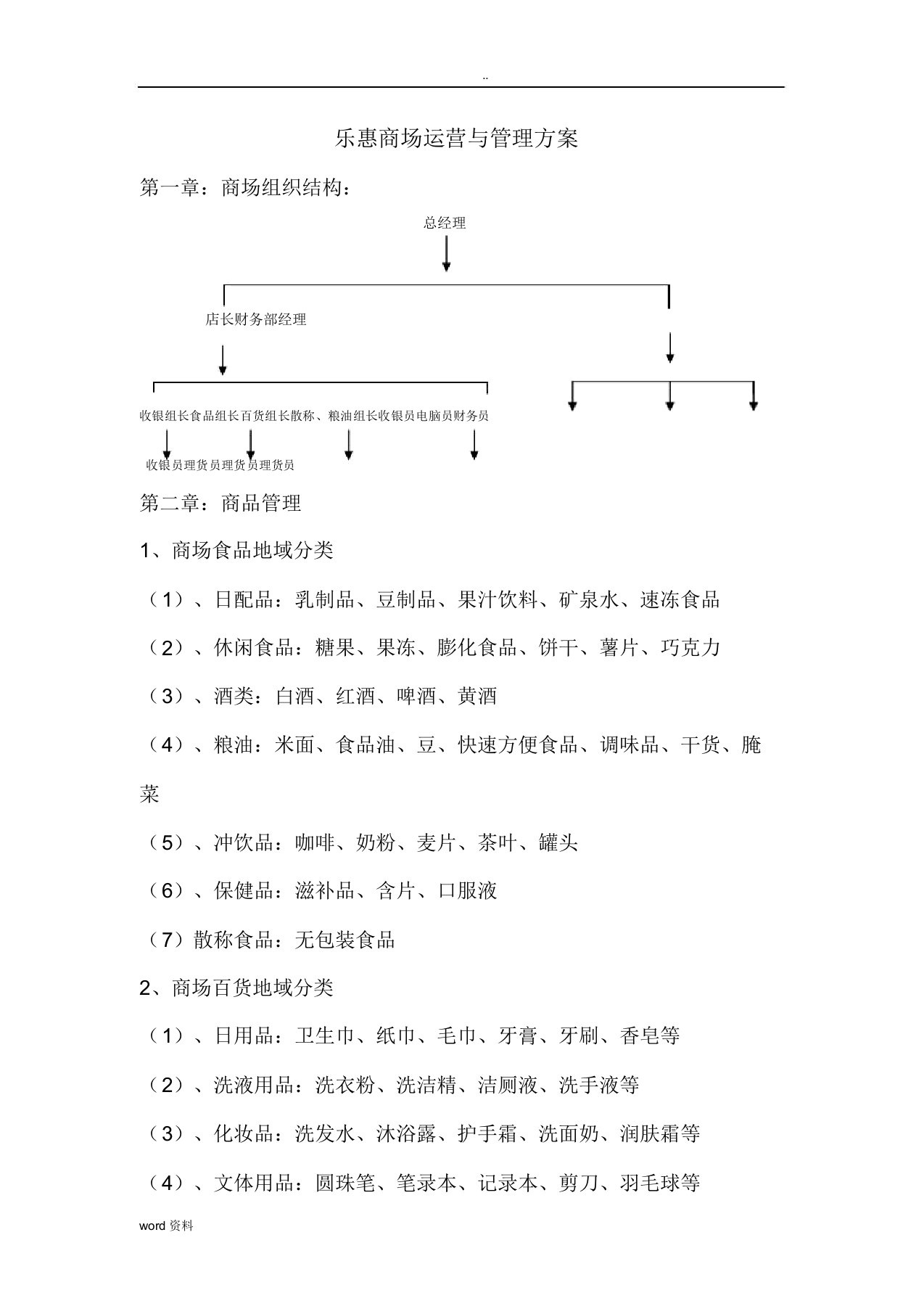 超市运营管理实施方案