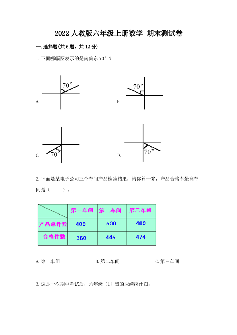 2022人教版六年级上册数学