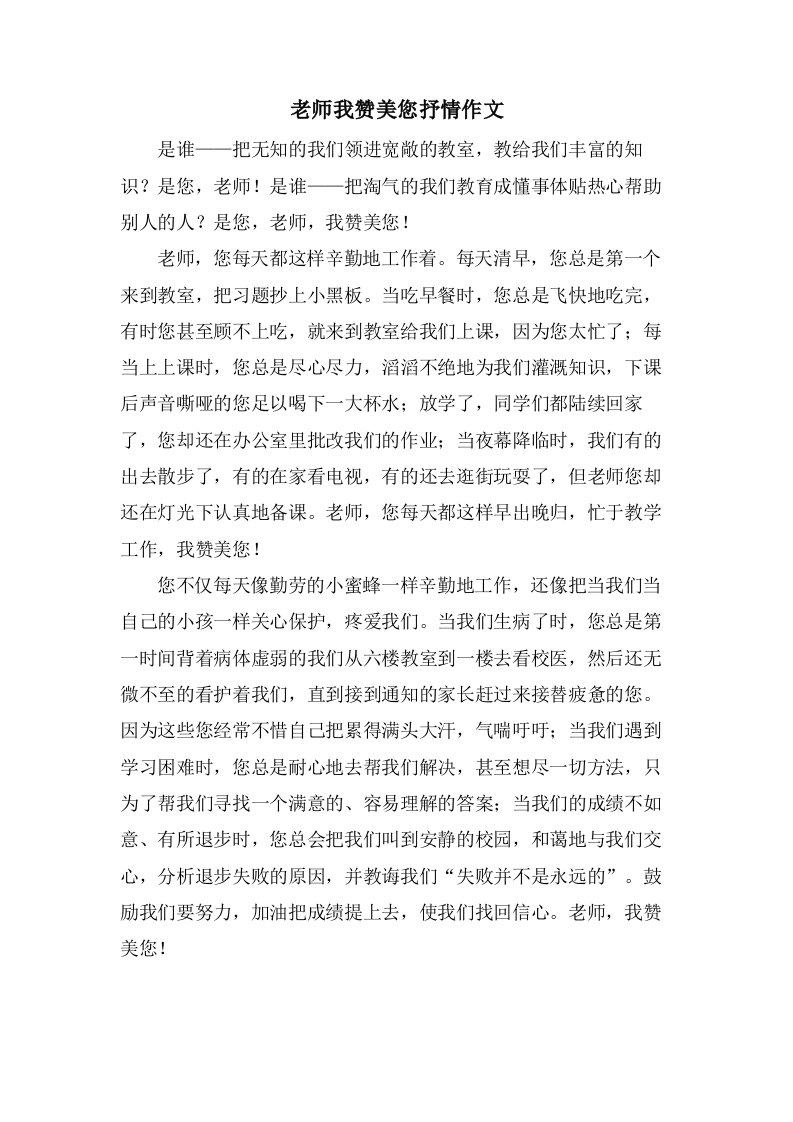 老师我赞美您抒情作文