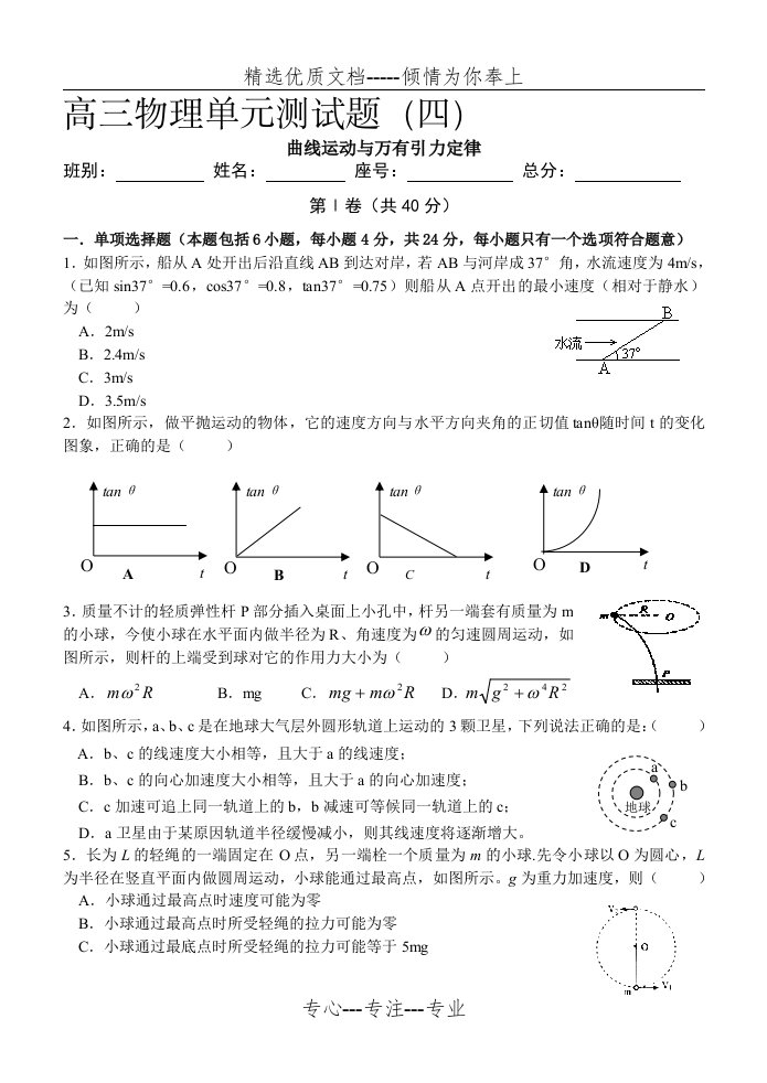 高三物理单元测试题目四(共5页)