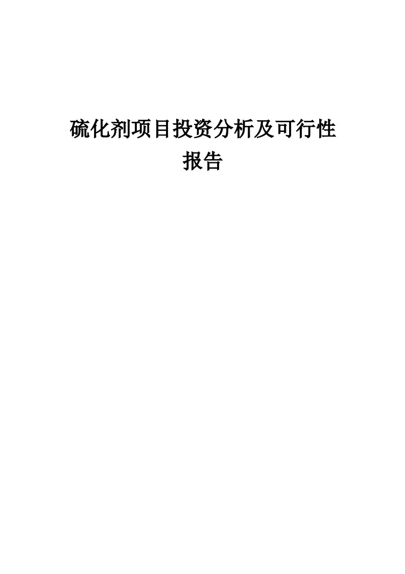 2024年硫化剂项目投资分析及可行性报告