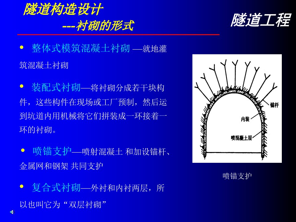 隧道构造设计-衬砌的形式