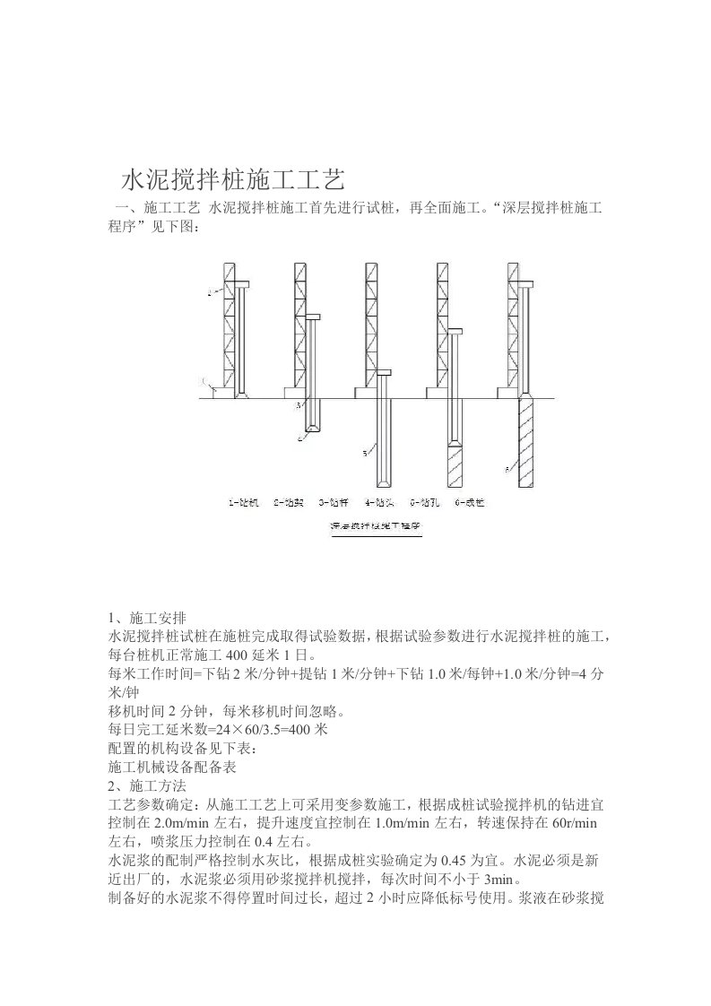 水泥搅拌桩施工工艺