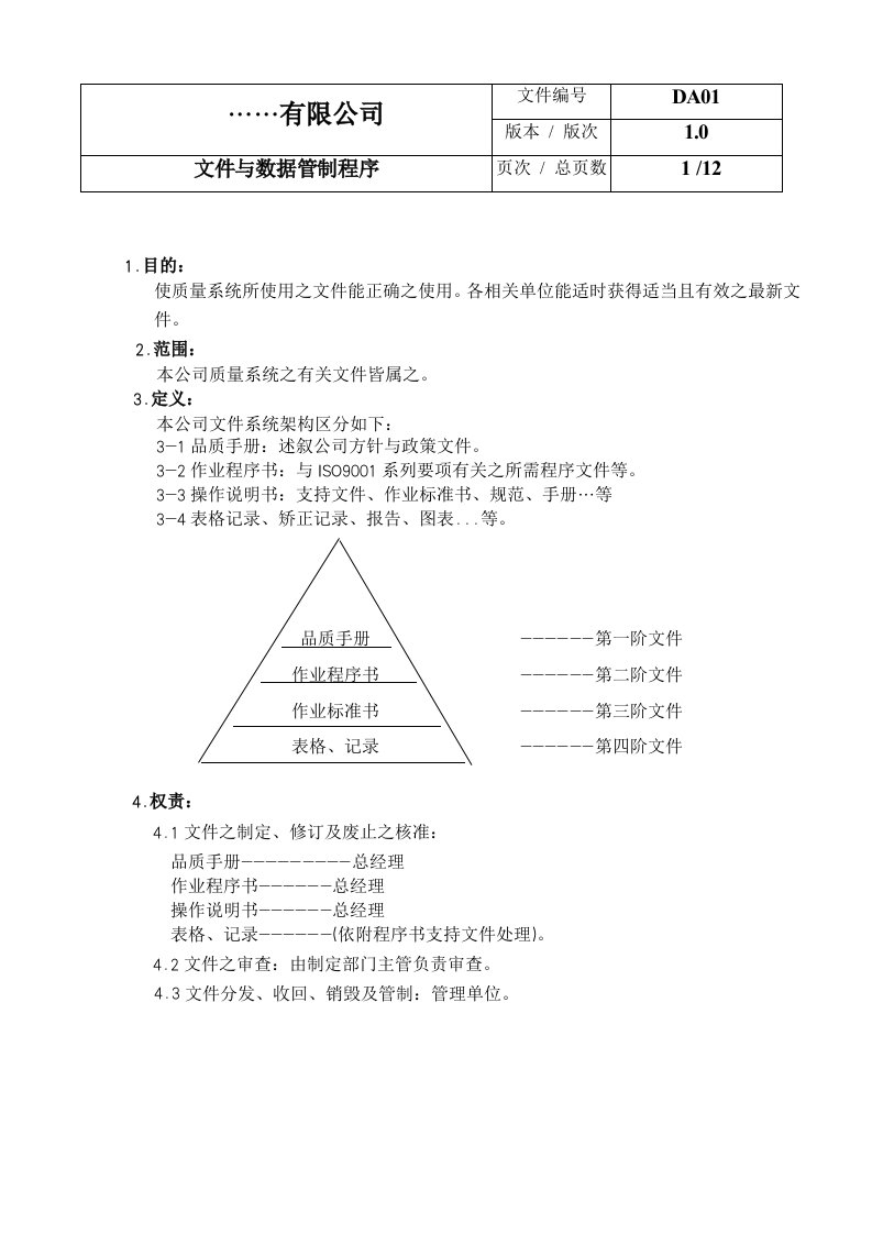 文件与资料的管理制度