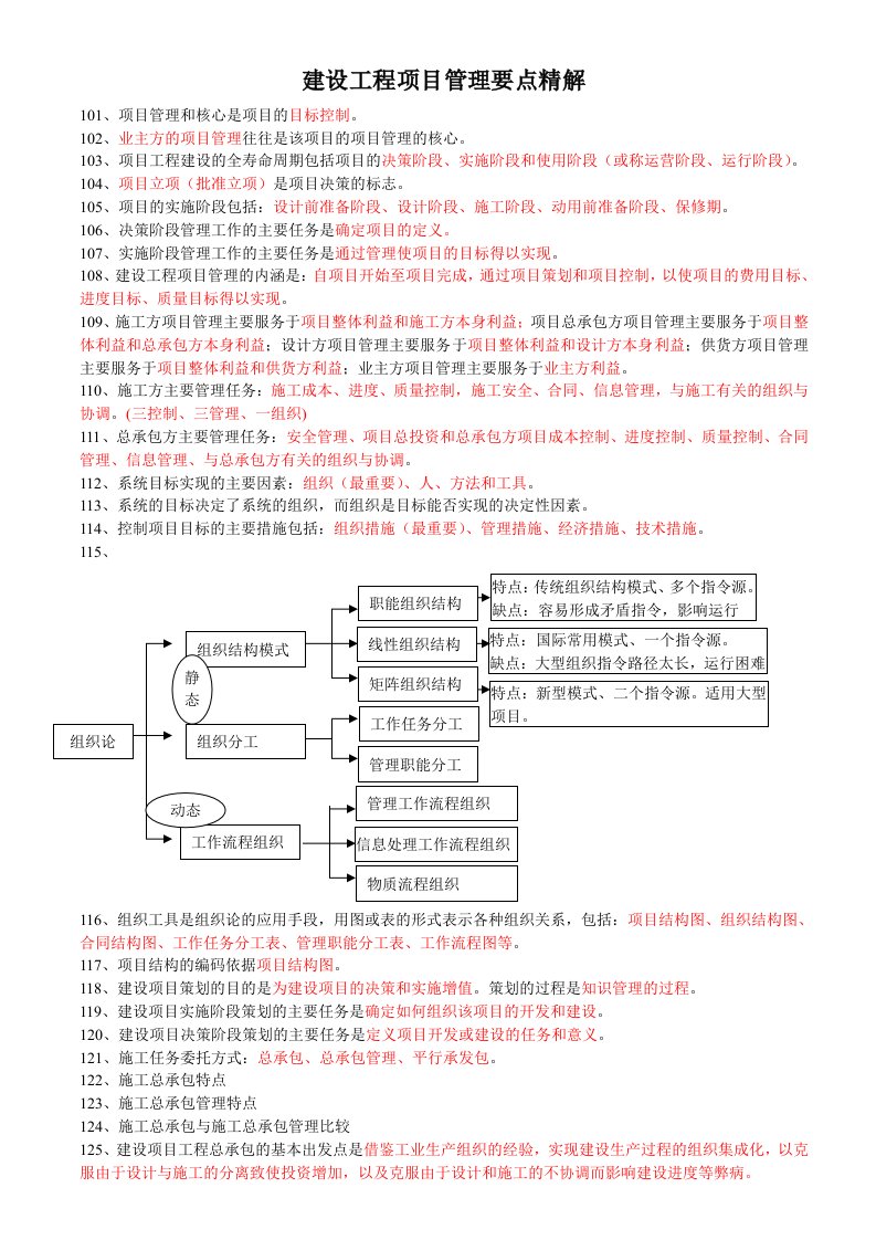 一级建造师项目管理要点(笔记版)