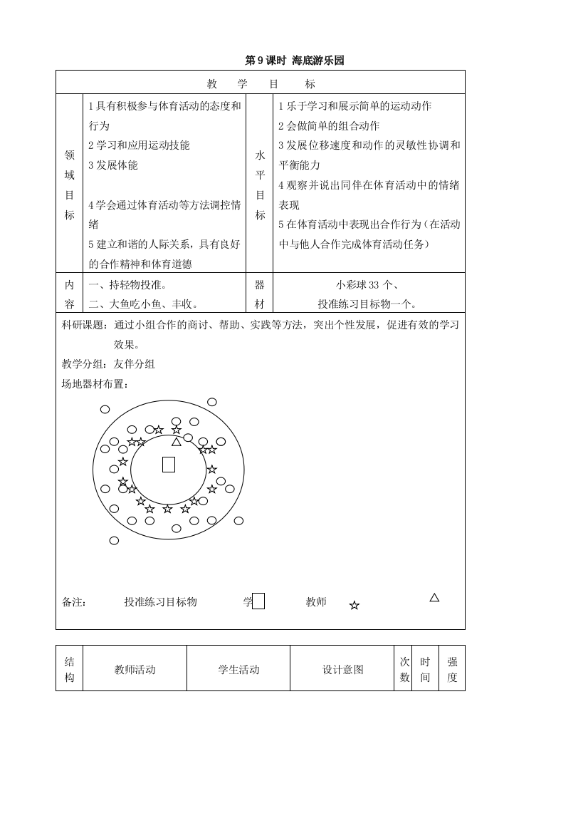 小学体育三年级上册-第9课时-海底游乐园